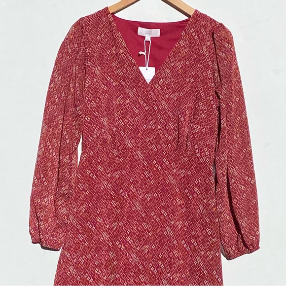 NWT LUCKY BRAND Women’s Boho Burgundy Metallic Midi dress size medium - Picture 6 of 8